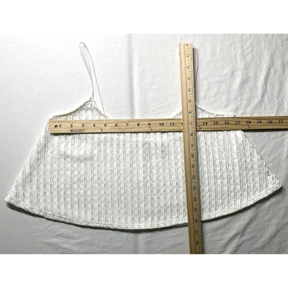 Mi Ami Crop Cami Textured Stretch White Sleeveless Women's Top Size M